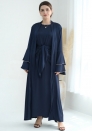 (Real Image)2024 Styles Women Sexy&Fashion Sprint/Summer TikTok&Instagram Muslim Tassel Long Sleeve Three Piece Sets