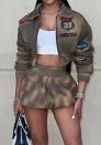 (Real Image)2025 Styles Women Printed Long-Sleeve Top with Bodycon Skirt Set