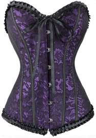 Purple Print Satin OverBust CORSET
