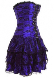 Purple Lace Flower Bandage Satin OverBust Bustiers & Corsets