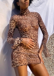 2021 Styles Women Fashion INS Styles Fashion Long Sleeve Mesh Mini Dress