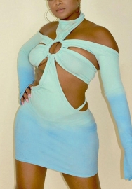 2021 Styles Women Fashion INS Styles Fashion Long Sleeve Cut Out Mini Dress