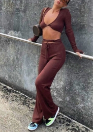 2021 Styles Women Fashion INS Styles Fashion Long Sleeve Two Pieces Set