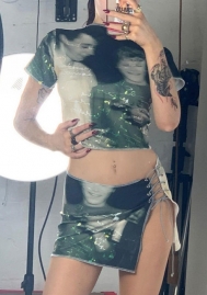 2021 Styles Women Fashion INS Styles Fashion Short Sleeve Two Pieces Dress