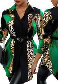 2021 Styles Women Fashion INS Styles Fashion Print Shirt Dress