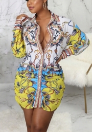 2021 Styles Women Fashion INS Styles Fashion Print Shirts Dress