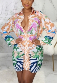 2021 Styles Women Fashion INS Styles Fashion Print Shirt Dress