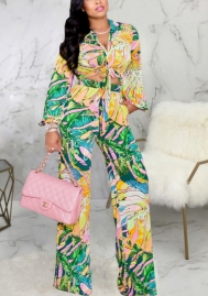 2021 Styles Women Fashion INS Styles Fashion Print Two Piece Suit