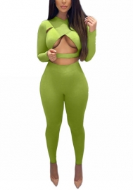 2021 Styles Women Fashion INS Styles Fashion Soli Color Two Piece Set