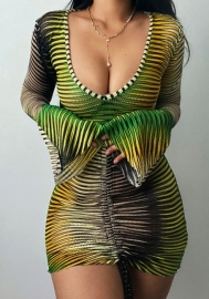 2021 Styles Women Fashion INS Styles Fashion Summer Long Sleeve Mini Dress