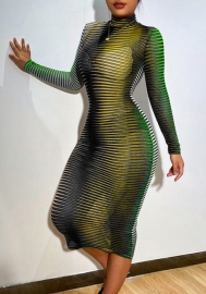 2021 Styles Women Fashion INS Styles Fashion Long Sleeve Midi Dress