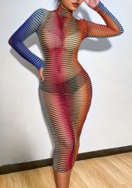 2021 Styles Women Fashion INS Styles Fashion Long Sleeve Midi Dress