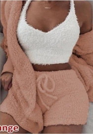 Women Fashion Solid Color Casual Tracksuit Suit 3 Piece Suit