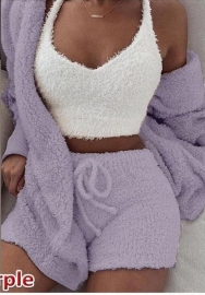 Women Fashion Solid Color Casual Tracksuit Suit 3 Piece Suit