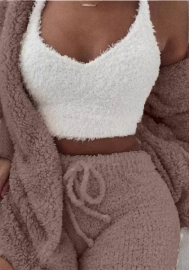 Women Fashion Solid Color Casual Tracksuit Suit 3 Piece Suit