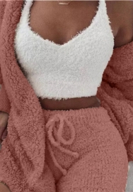 Women Fashion Solid Color Casual Tracksuit Suit 3 Piece Suit