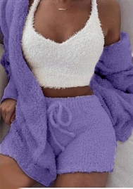 Women Fashion Solid Color Casual Tracksuit Suit 3 Piece Suit