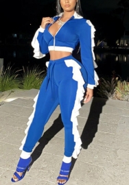 2021 Styles Women Fashion INS Styles Fashion Ruffle Side Two Piece Set