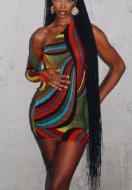 2021 Styles Women Fashion INS Styles Fashion Colorful Single Long Sleeve Mini Dress