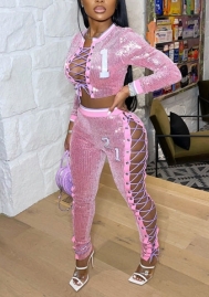 2021 Styles Women Fashion INS Styles Fashion Autumn Sequins Two Piece Suit