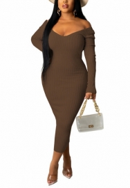 2021 Styles Women Fashion INS Styles Fashion Autumn Long Sleeve Midi Dress