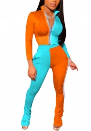 2021 Styles Women Fashion INS Styles Fashion Autumn Contrast Color Two Pieces Set