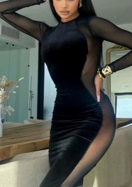 (Real Image)2021 Styles Women Fashion Fall & Winter INS Styles Mesh Maxi Dress