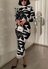 2021 Styles Women Fashion Fall & Winter INS Styles Print Long Sleeeve Maxi Dress