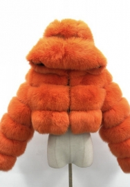 (Real Image)2021 Styles Women Fashion Fall & Winter INS Styles Orange Fur Coats