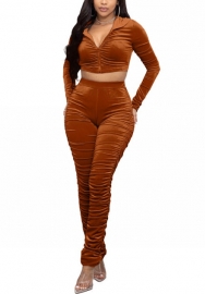 2021 Styles Women Fashion Fall & Winter INS Styles Ruffle Hoodie Two Piece Suit