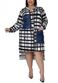 (Plus Size)2022 Styles Women Fashion Spring INS Styles Shirts Midi Dress
