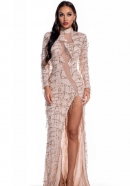 (Real Image)2022 Styles Women Fashion Spring INS Styles Long Sleeve Sequin Maxi Dress