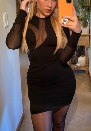 (Real Image)2022 Styles Women Fashion Spring INS Styles Mesh Long Sleeve Mini Dress