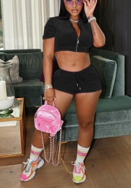 2022 Styles Women Fashion Spring INS Styles  Velvet Short Two Piece Set