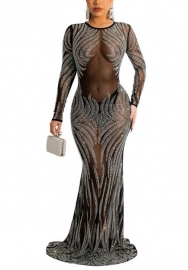 (Real Image)2022 Styles Women Fashion Spring INS Styles Sequins Long Sleeve Maxi Dress