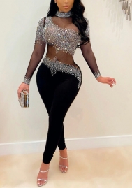(Real Image)2022 Styles Women Fashion Spring INS Styles Sequin Mesh Jumpsuit