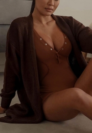 (Not Coat)(Real Image)2022 Styles Women Fashion Spring INS Styles  Solid Color Front Button Jumpsuit