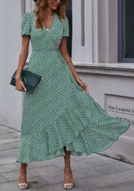 (Real Image)2022 Styles Women Fashion Spring INS Styles Print Bohemian Maxi Dress