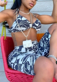 (Real Image)2022 Styles Women Sexy Spring INS Styles Print Short Two Piece Suit