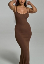 (Real Image)2022 Styles Women Sexy Spring INS Styles Strap Solid Color Classic Maxi Dress