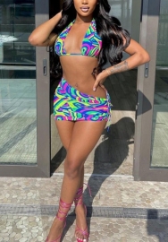 (Real Image)2022 Styles Women Fashion Summer INS Styles Print Two Piece Suit