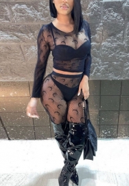 (Real Image)2022 Styles Women Fashion Summer INS Styles Lace Rount Neck Long Sleeve Tops and Long Pants Two Pieces Suit