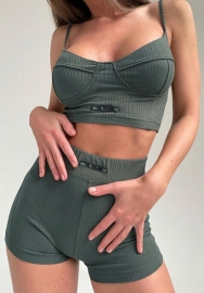 (Real Image)2022 Styles Women Fashion Summer INS Styles Strap Short Two Pieces Suit