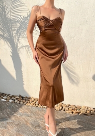 (Real Image)2022 Styles Women Fashion Summer INS Styles Slik Midi Dress