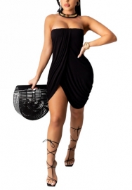 2022 Styles Women Fashion Summer INS Styles Solid Color Tube Irregular Mini Dress