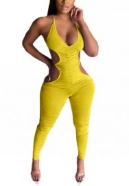 2022 Styles Women Fashion Summer INS Styles Solid Color Cut Out Jumpsuit