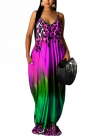2022 Styles Women Fashion Summer INS Styles Strap Print Maxi Dress