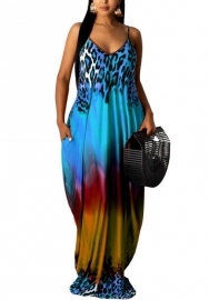 2022 Styles Women Fashion Summer INS Styles Strap Print Maxi Dress