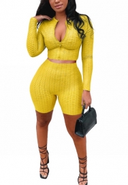 2022 Styles Women Fashion Summer INS Styles Solid Color Front Zipper Short Two Pieces Suit
