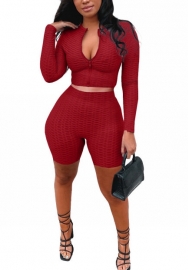 2022 Styles Women Fashion Summer INS Styles Solid Color Front Zipper Short Two Pieces Suit